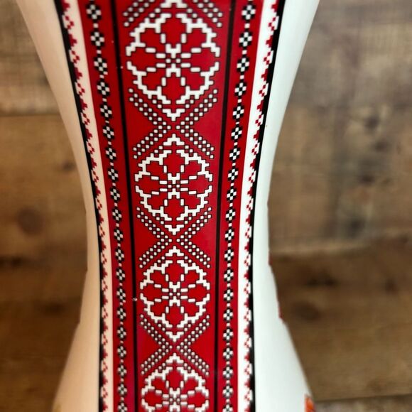 Vintage Ukranian Arts By Stefania Eastern European Motiff Decorated Vase 10”x5” - Picture 6 of 13